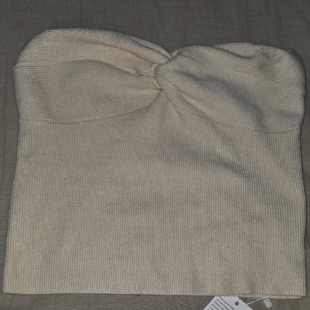 Cream Strapless Knit Top - Picture 3 of 3